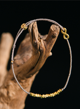 足金手工錾刻古法黄金小碎金手链