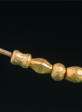 手工錾刻古法黄金锤纹金通孔隔珠