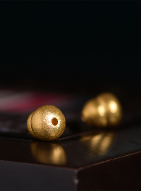 藏珠饰家 足金手工錾刻古法黄金 奶瓶葫芦隔珠 手牌项链手链配饰