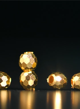 足金黄金圆珠素珠镭射蹦迪珠隔珠