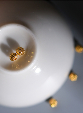 足金錾刻古法黄金灯笼小隔珠