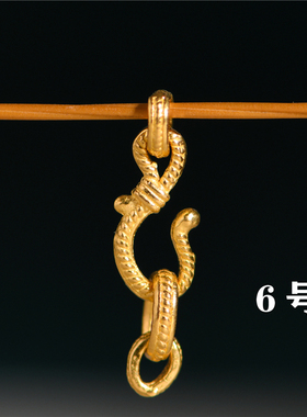 足金手工錾刻黄金链接扣头卡子