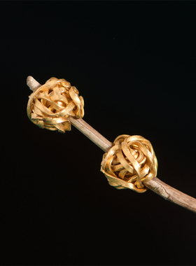 手工錾刻古法黄金老金毛线藤球