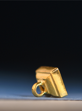 手工錾刻古法黄金福字金印小吊坠