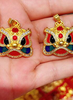 微镶瑞兽醒狮珐琅彩吊坠