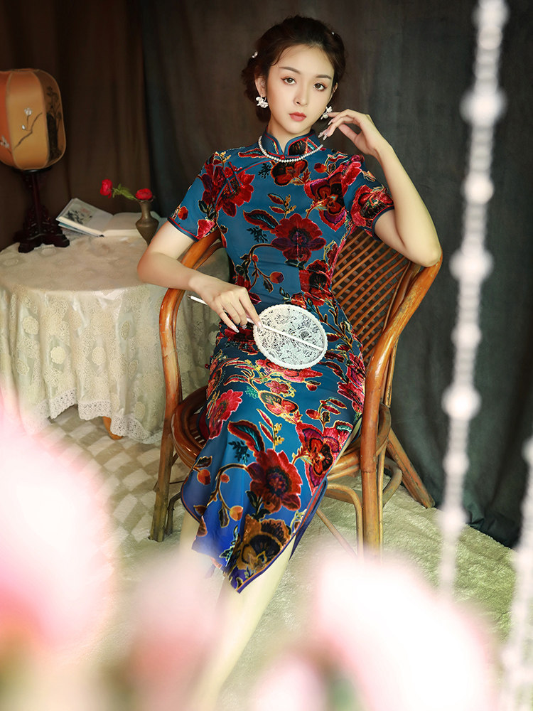 2021新款高端年轻款少女复古 阑桂羽旗袍