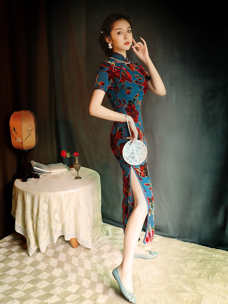 2021新款高端年轻款少女复古 阑桂羽旗袍