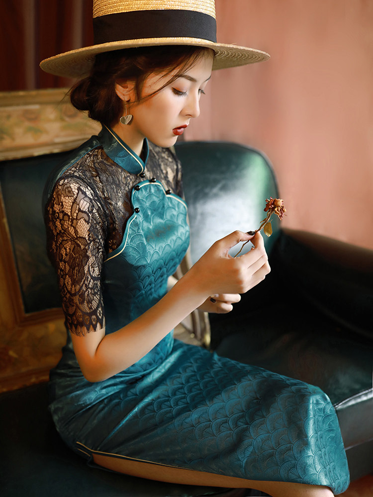 复古旗袍2020新款气质优雅连衣裙 阑桂羽旗袍