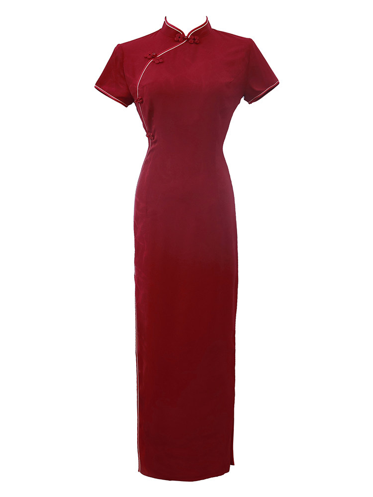 酒红色旗袍2020年新款气质女敬酒服 阑桂羽旗袍