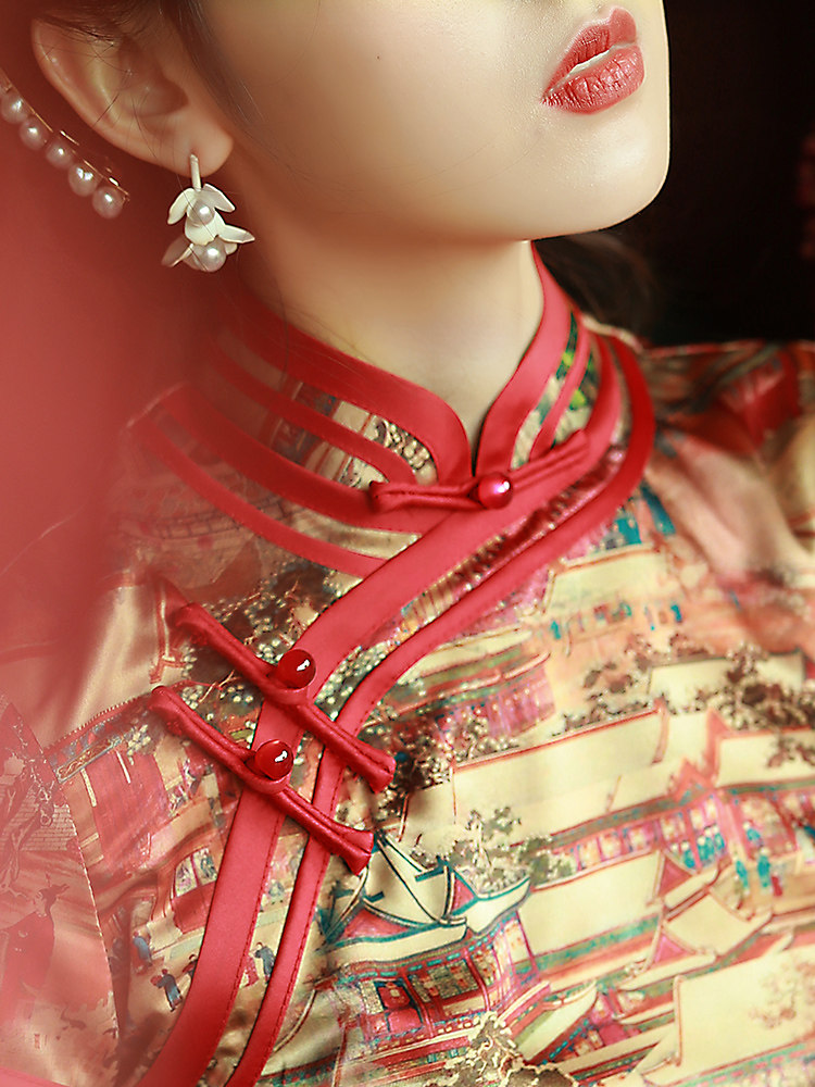 老上海旗袍复古中国风走秀连衣裙 阑桂羽旗袍