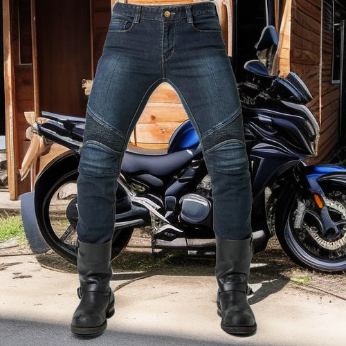 摩托车骑行牛仔防摔裤机车牛仔摩旅臀部联名凯夫拉针织布耐磨防火 - 图0