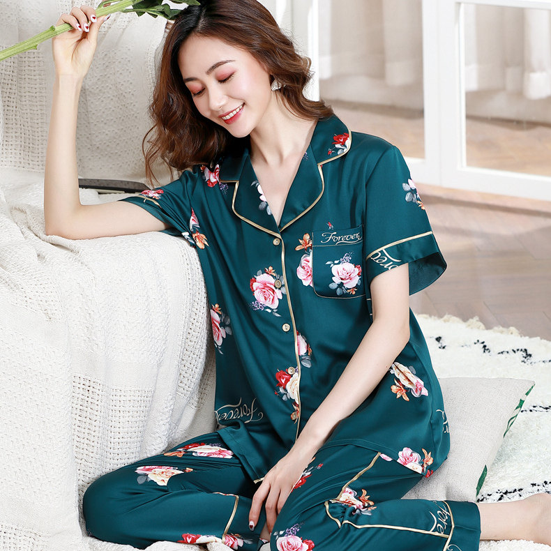 夏季冰丝短袖长裤韩版可爱仿真睡衣 惠娜姿睡衣/家居服套装