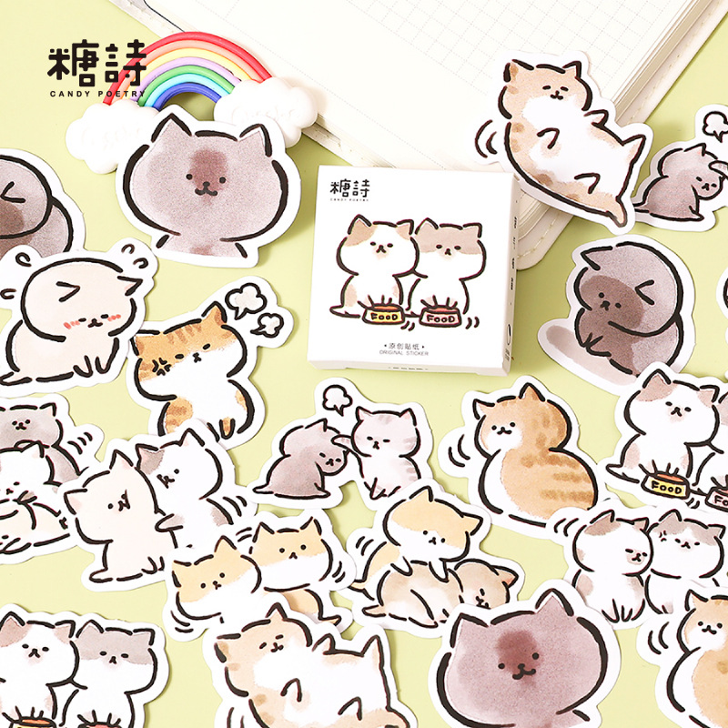 45 Pcs Kawaii Cat Stickers Aesthetic Stationary Cute Sticker - 图0