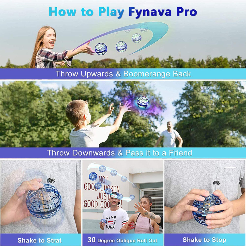 Flynova Flying Spinner UFO Boomerang Mini Drone Magic Led Li - 图1