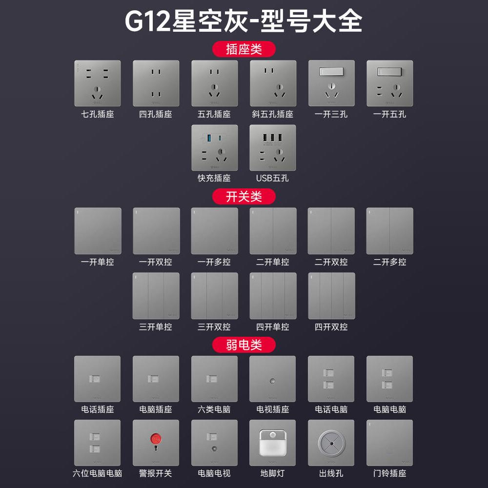 公牛插座正品官网旗舰公牛插座面板公牛开关插座5孔插座公牛g12 - 图0