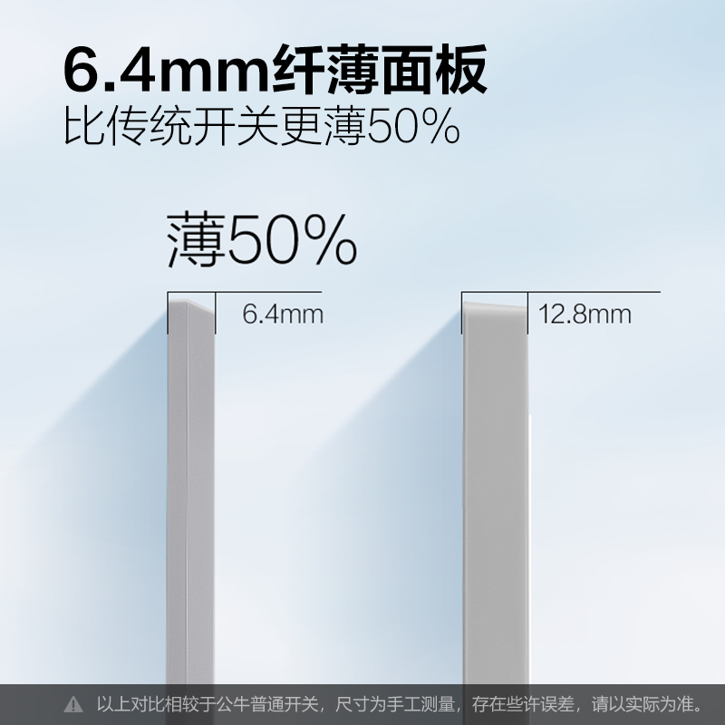 公牛G57蝶翼超薄开关五孔插座16a大师面板家用奶油风墙壁冰川银 - 图1