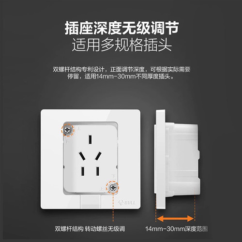 公牛内嵌式插座冰箱隐形凹型嵌入式专用隐藏下沉超薄五孔三孔16a-图1