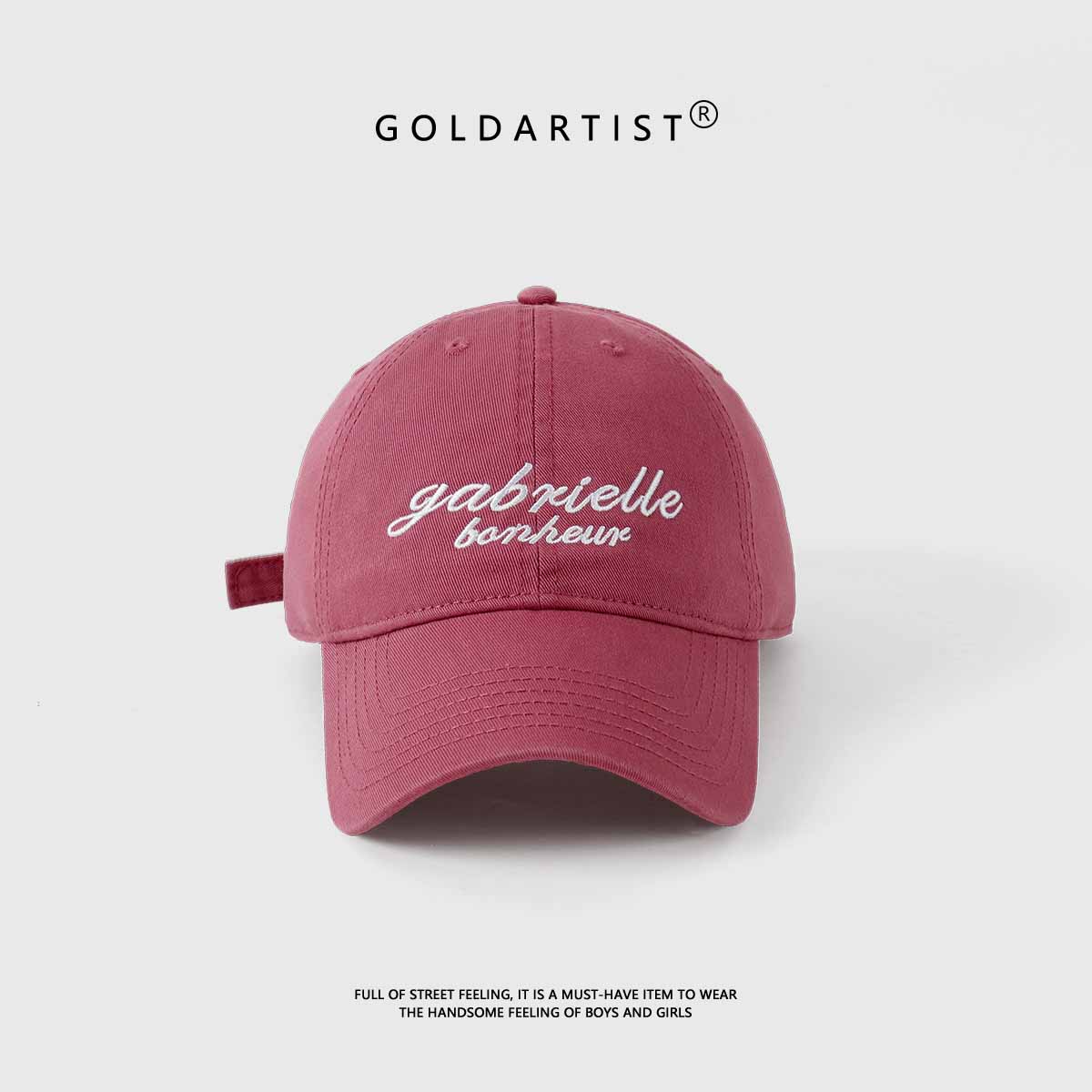 GOLDARTIST树莓粉色帽子鸭舌帽女韩版字母棒球帽深顶宽帽檐显脸小-图3
