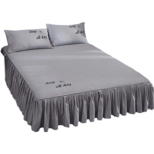 Full cotton bed skirt bed cover single piece pure cotton skirt bed sheets bed cover Simmons anti-slip protective cover 1.8/2.0m