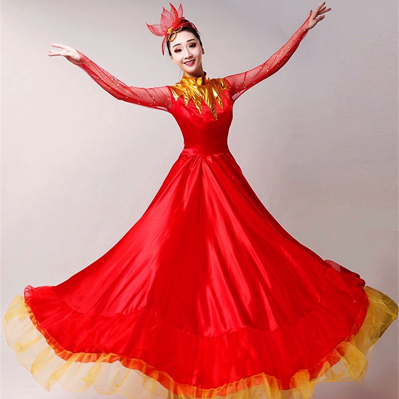 2020新款开场舞成人女长裙大摆裙 媚丽舞后民族服装/舞台装