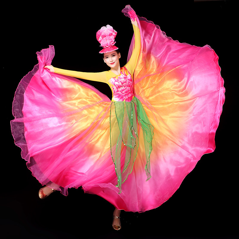 新款女大摆裙大气演出开场舞连衣裙 媚丽舞后民族服装/舞台装