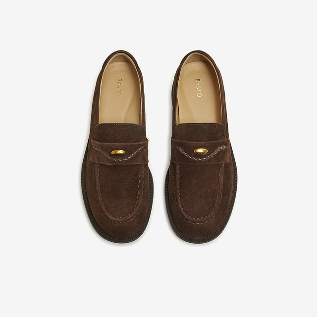 Best Picture 2026 Spring New Retro British Suede Sheepskin Loafers Small Leather Shoes Women's Shoes O2839AA6