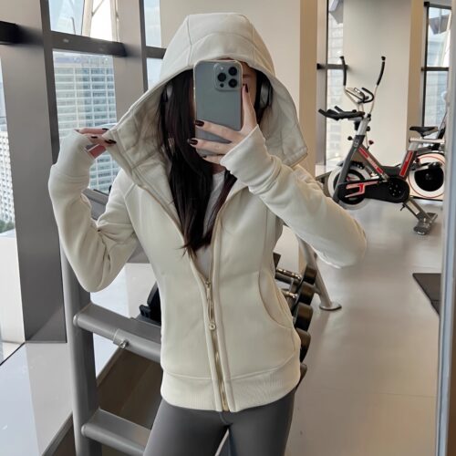 Lu同款新款卫衣连帽Scuba加绒女秋冬修身显瘦运动瑜伽开衫外套 - 图0