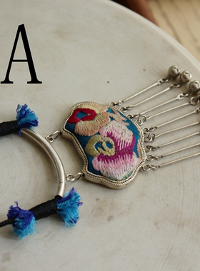 清库存老绣苗银做旧项链表串