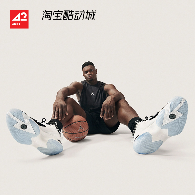 42运动家 Air Jordan Zion 1锡安一代首发黑白蓝篮球鞋DA3129-002 - 图0