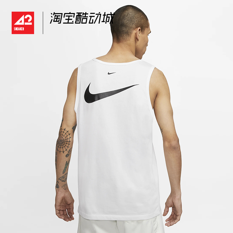 现货42运动Nike Swoosh 双勾 男子训练 篮球背心 CQ5293-100 010 - 图1