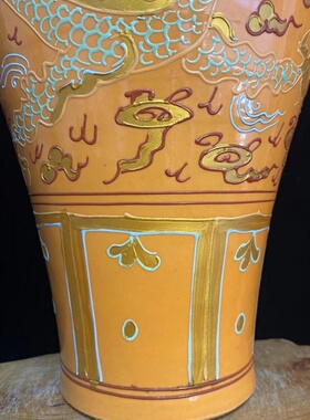 老物件白浒孤窑龙纹梅瓶文玩收藏中式客厅博古架精品陶瓷保真摆件