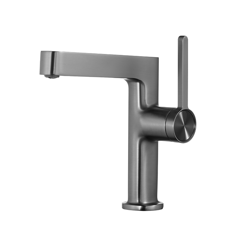 枪灰色洗手盆冷热水全铜面盆龙头台中盆奶油白洗脸卫生间家用单孔 - 图3