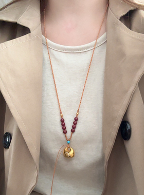 夫人手作 原创设计手工编织项链女款编绳黄金挂坠小胖福吊坠