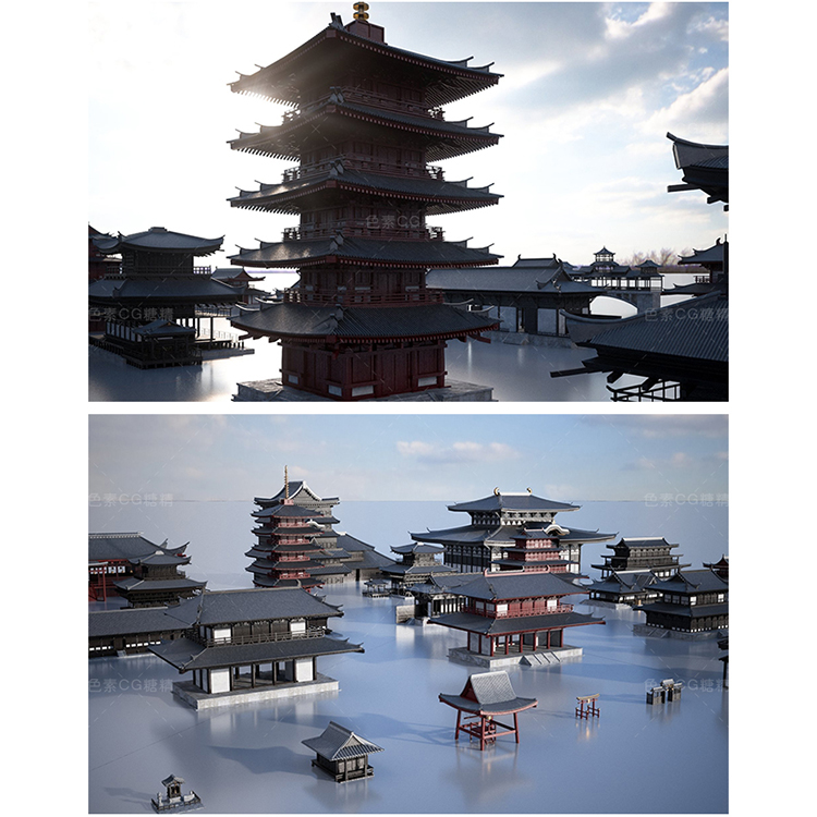 古代唐宋日本塔楼碉楼建筑3d模型三维模型maya3dmaxc4dblender - 图2