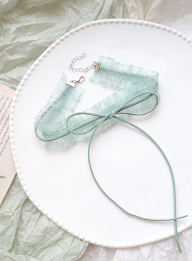 仙女饰品森系小清新豆绿贝壳吊坠颈链锁骨链项链软妹风配饰项圈