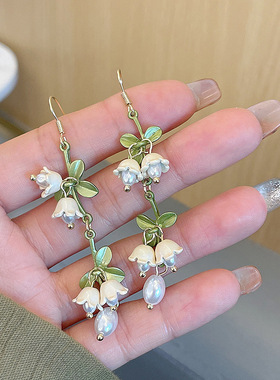 复古法式森系铃珍珠手链耳环女