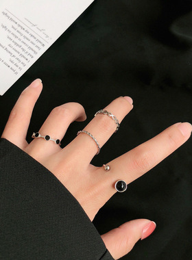 开口关节戒指组合黑色滴油闺蜜