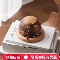 Black Walnuts Solid Wood Ice Cream House Desk Calendar Wood Creative Pendulum Gift Planet Office Desktop Calendar Perpetual calendar