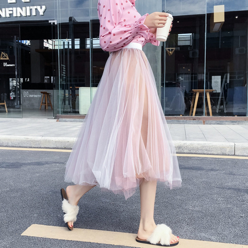 2020春季新款网纱韩版仙女子半身裙 baryas女装半身裙
