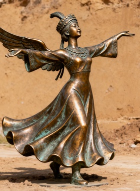 校园舞蹈艺术人物玻璃钢仿铜雕像