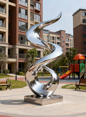 小区别墅水景艺术抽象不锈钢雕塑