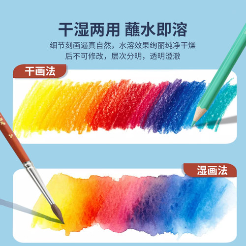 辉柏嘉水溶性彩铅初学者学生用绘画水溶彩铅专业手绘水溶款48色72色彩色铅笔套装德国fabercastell彩铅笔 - 图2