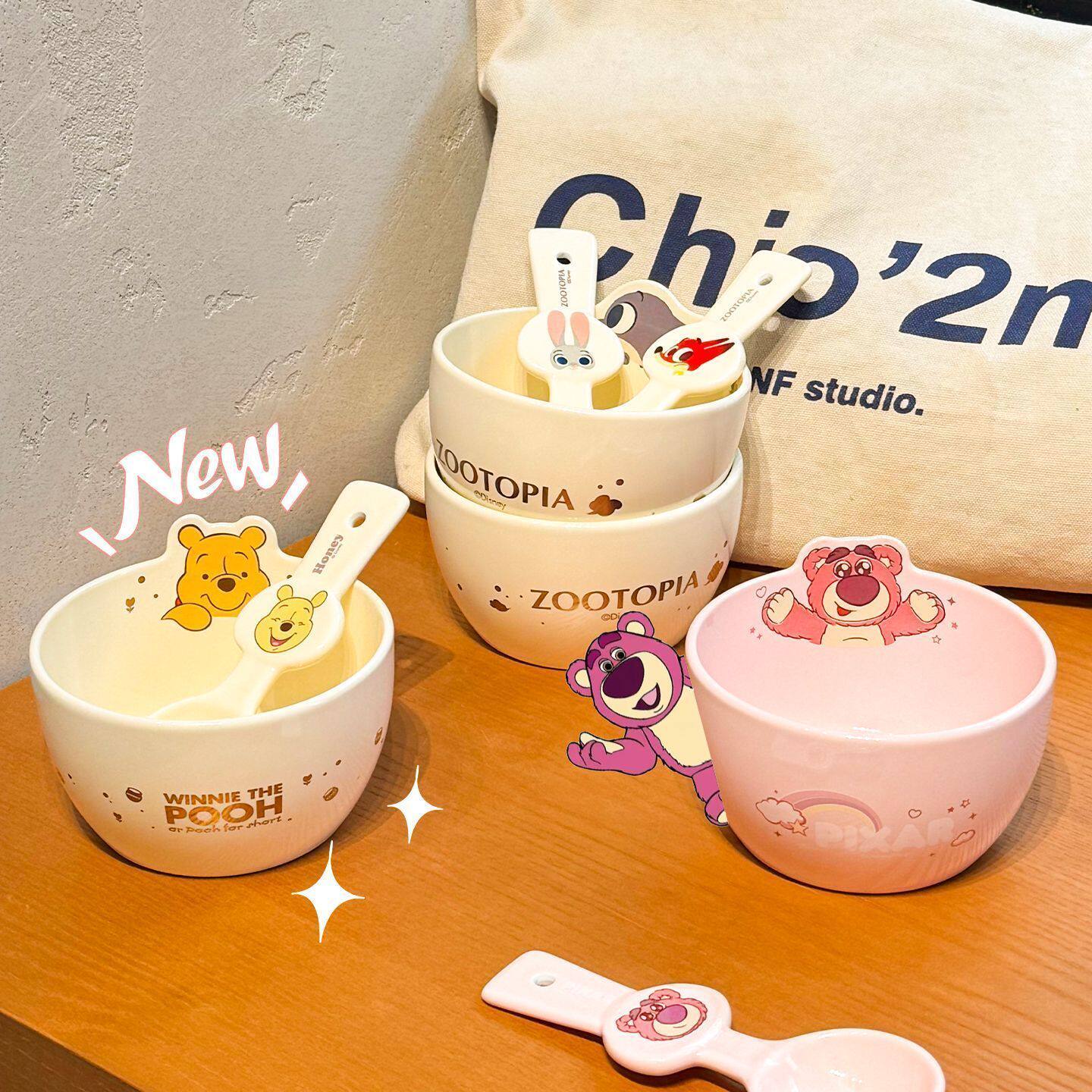 迪士尼family陶瓷4.5英寸家用宝宝碗加厚可微波高颜值卡通网红碗