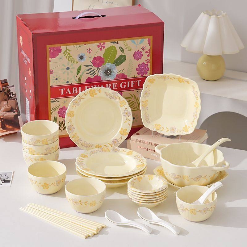 紫罗兰奶油碗碟套装陶瓷家用新款碗筷高颜值盘子组合高级餐具碗盘,淘宝优惠券,粉丝福利购,淘宝优惠卷