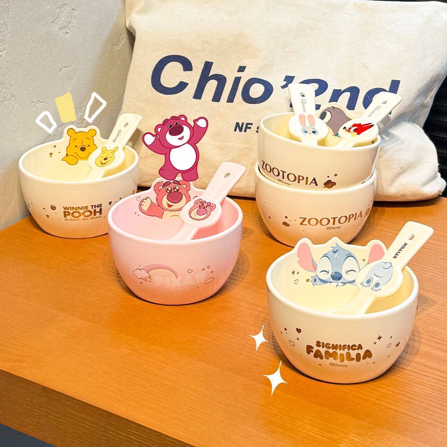 迪士尼family陶瓷4.5英寸家用宝宝碗加厚可微波高颜值卡通网红碗