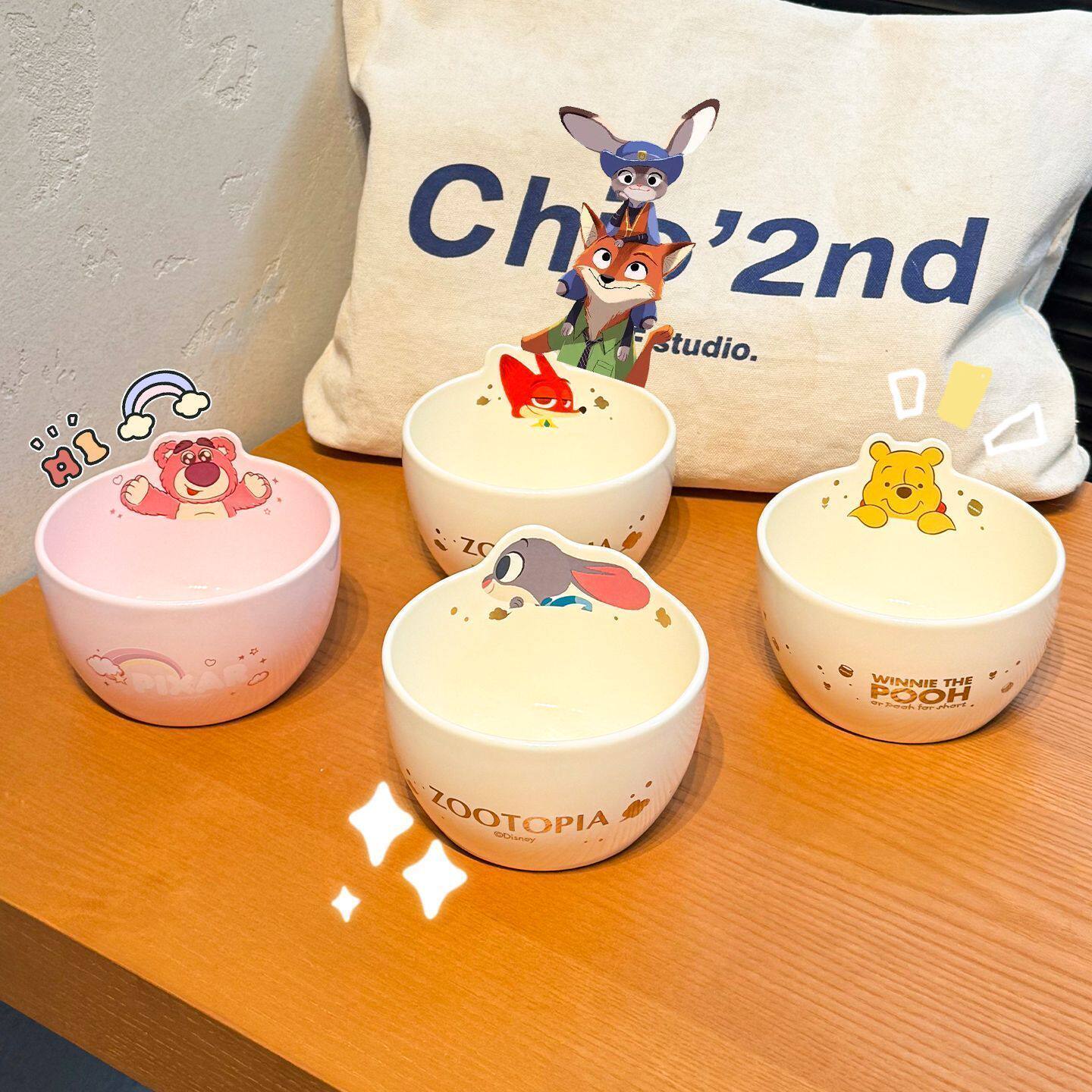 迪士尼family陶瓷4.5英寸家用宝宝碗加厚可微波高颜值卡通网红碗