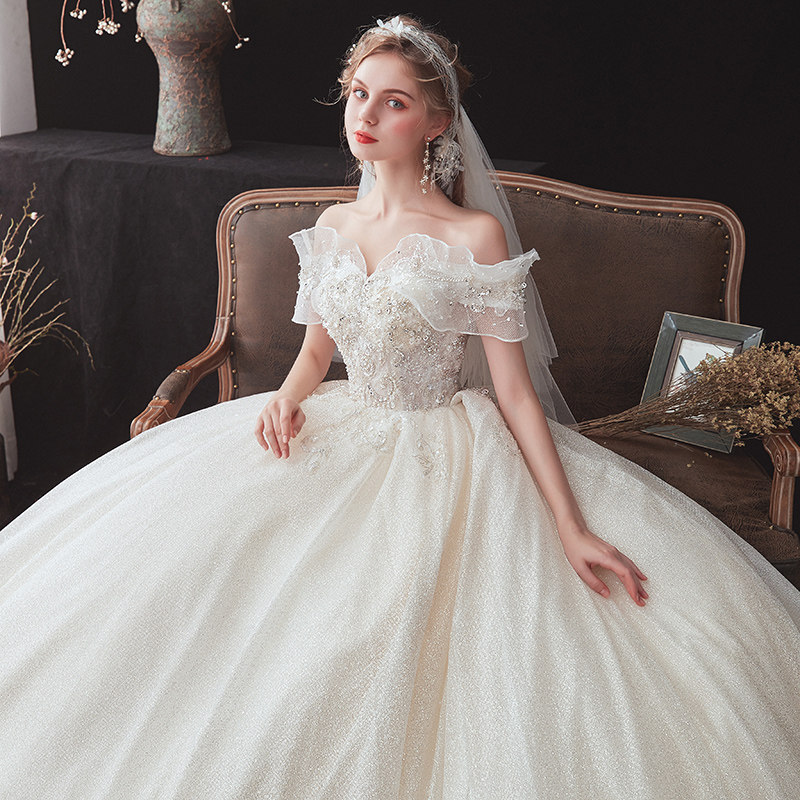 一字肩婚纱2020新款气质新娘女森系 露唯莎婚纱