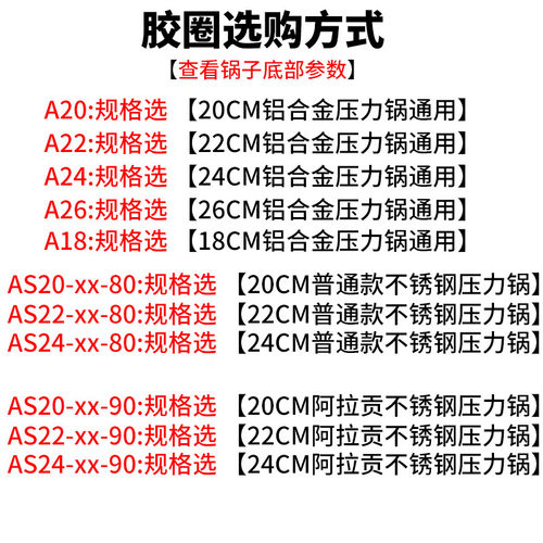 爱仕达高压锅配件密封圈20/22/24/26不锈钢铝合金硅胶圈 原厂正品 - 图1
