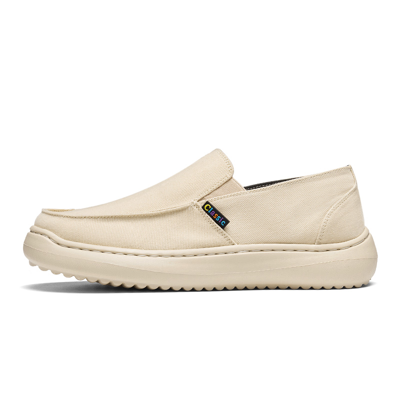 西域骆驼新款夏季豆豆帆布鞋男一脚蹬透气休闲百搭轻便软底懒人男 - 图3