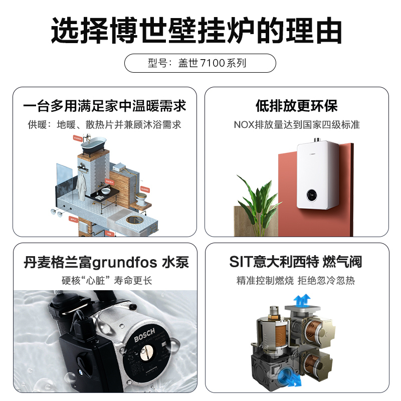 博世壁挂炉天然气家用24kw盖世G7100采暖炉燃气热水器地暖暖气